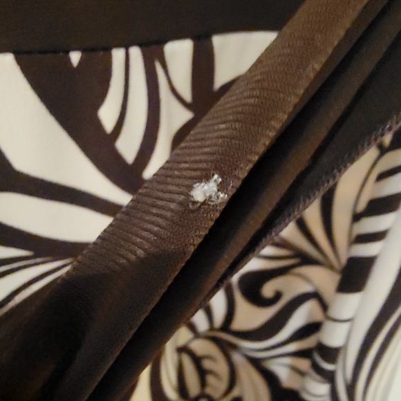 Eliza J  Dress Size 8 Brown Ivory Print Tie Waist Front Keyhole Stretch Knit - Picture 6 of 6